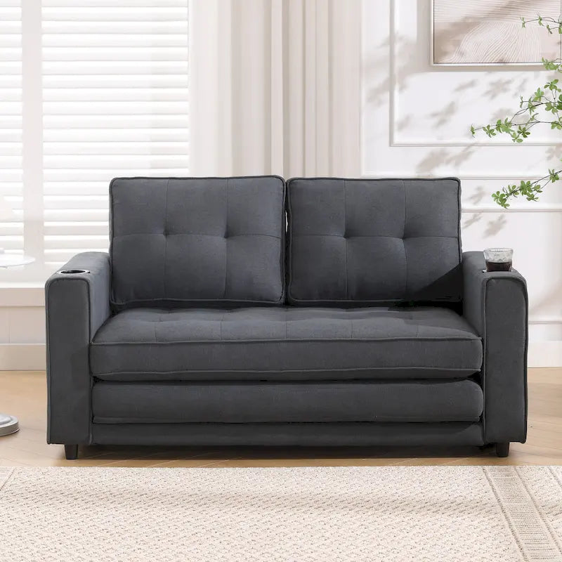 Causeuse capitonnée pliable avec lit gigogne et poches latérales