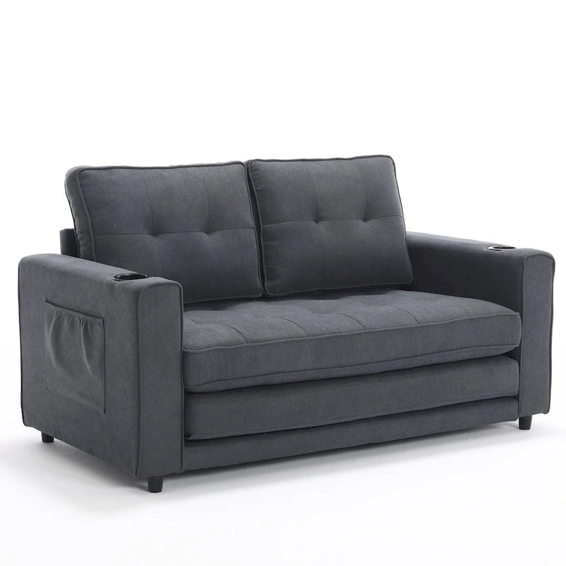 Causeuse capitonnée pliable avec lit gigogne et poches latérales