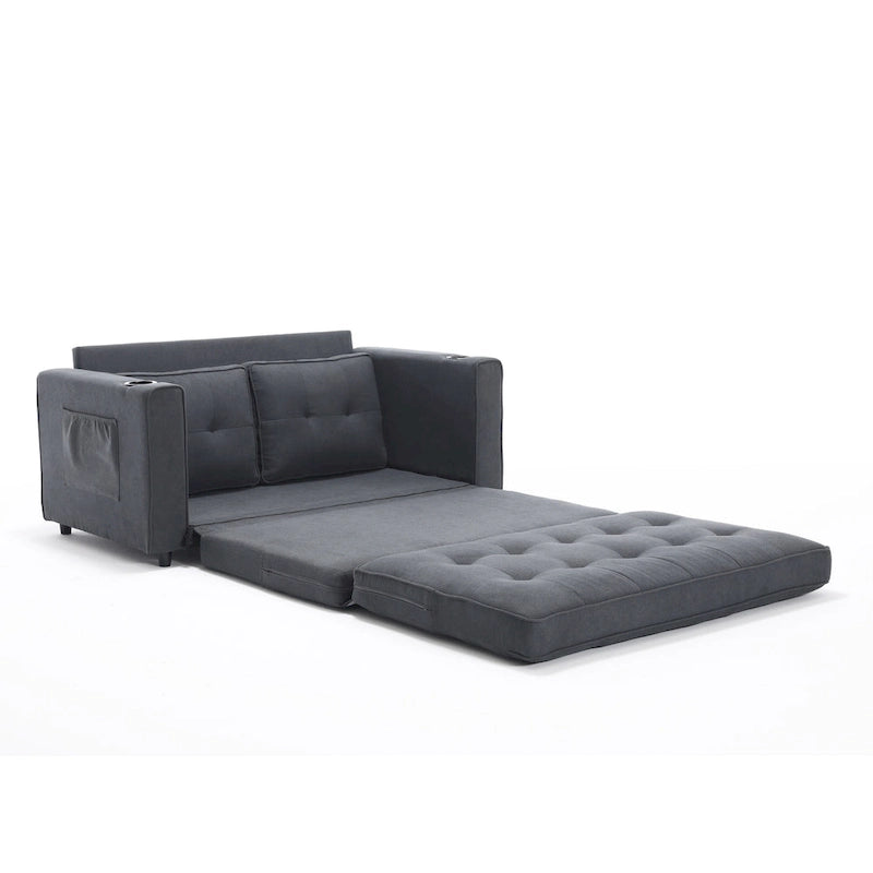 Causeuse capitonnée pliable avec lit gigogne et poches latérales