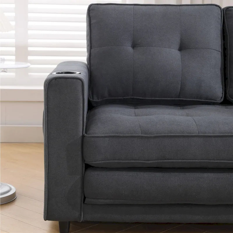 Causeuse capitonnée pliable avec lit gigogne et poches latérales