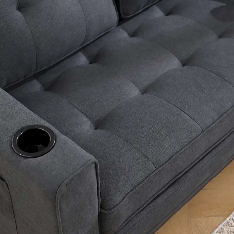 Causeuse capitonnée pliable avec lit gigogne et poches latérales