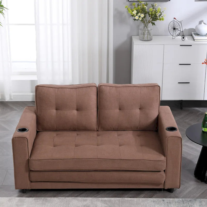 Causeuse capitonnée pliable avec lit gigogne et poches latérales