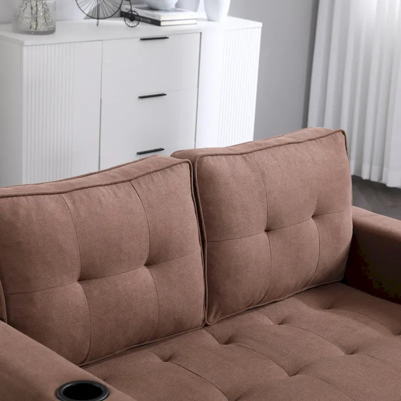 Causeuse capitonnée pliable avec lit gigogne et poches latérales