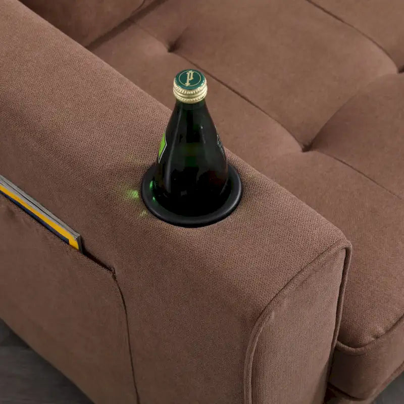 Causeuse capitonnée pliable avec lit gigogne et poches latérales