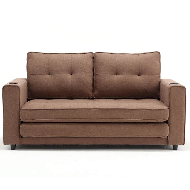 Causeuse capitonnée pliable avec lit gigogne et poches latérales