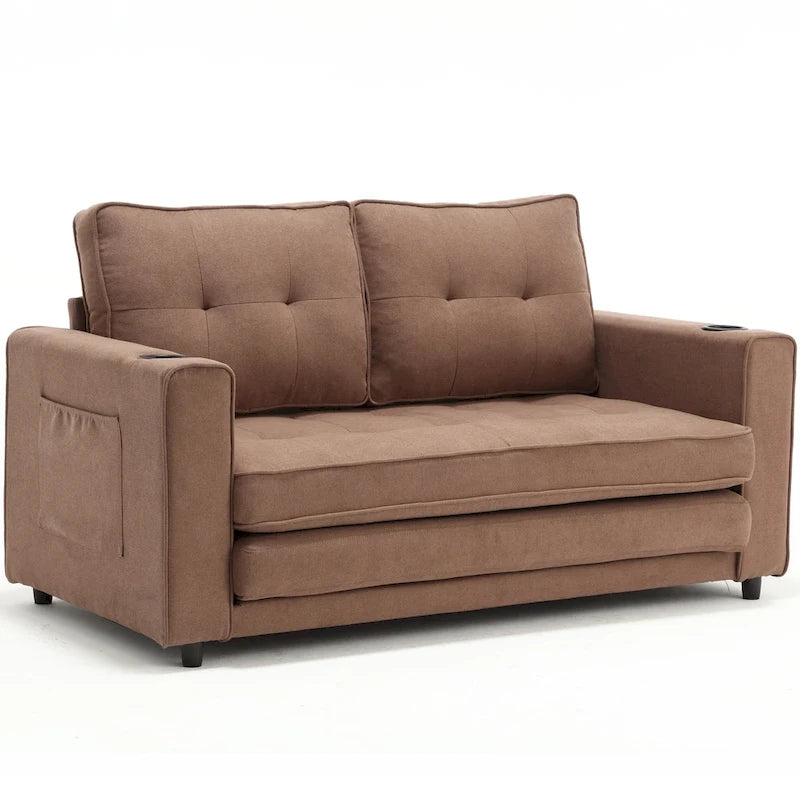 Causeuse capitonnée pliable avec lit gigogne et poches latérales