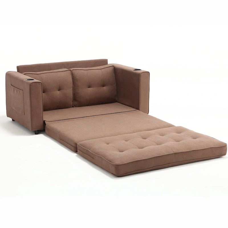 Causeuse capitonnée pliable avec lit gigogne et poches latérales