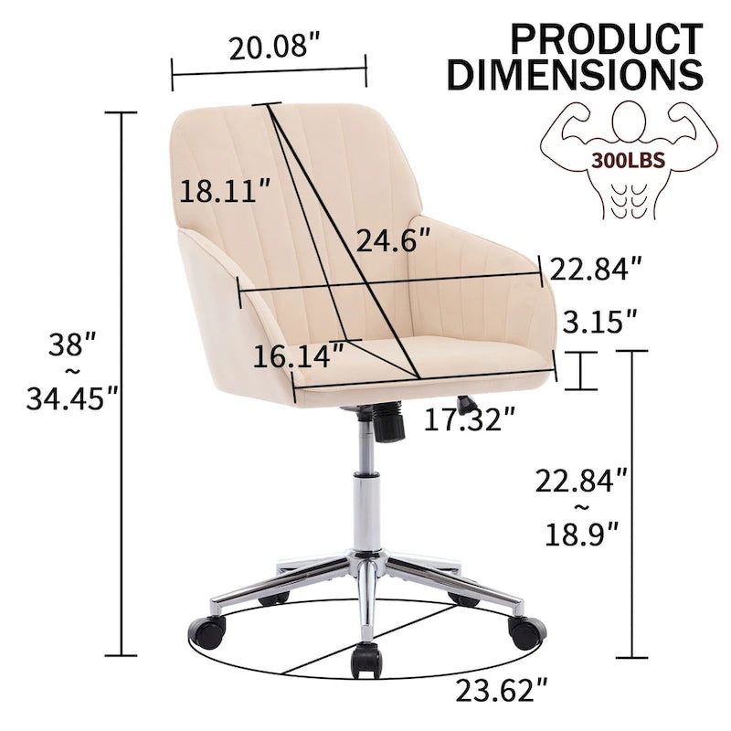 Chaise de bureau réglable, chambre à coucher, chaise pivotante ergonomique, dossier et assise, confortable pour les longues heures assises