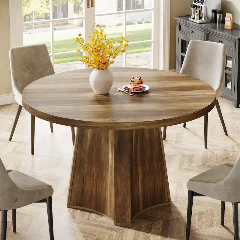 Table de salle à manger ronde pour 4 à 6 personnes, table de cuisine de ferme de 119 cm
