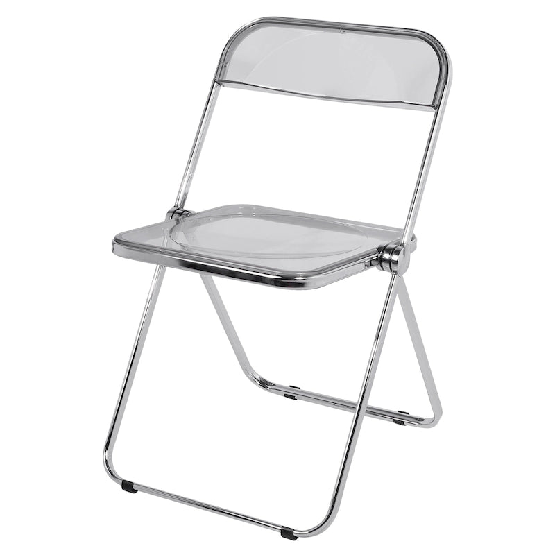 Chaise de salle à manger pliante et empilable en acrylique transparent avec cadre en métal, individuelle - 73,9 (H) x 46 (L) x 47 (P) cm