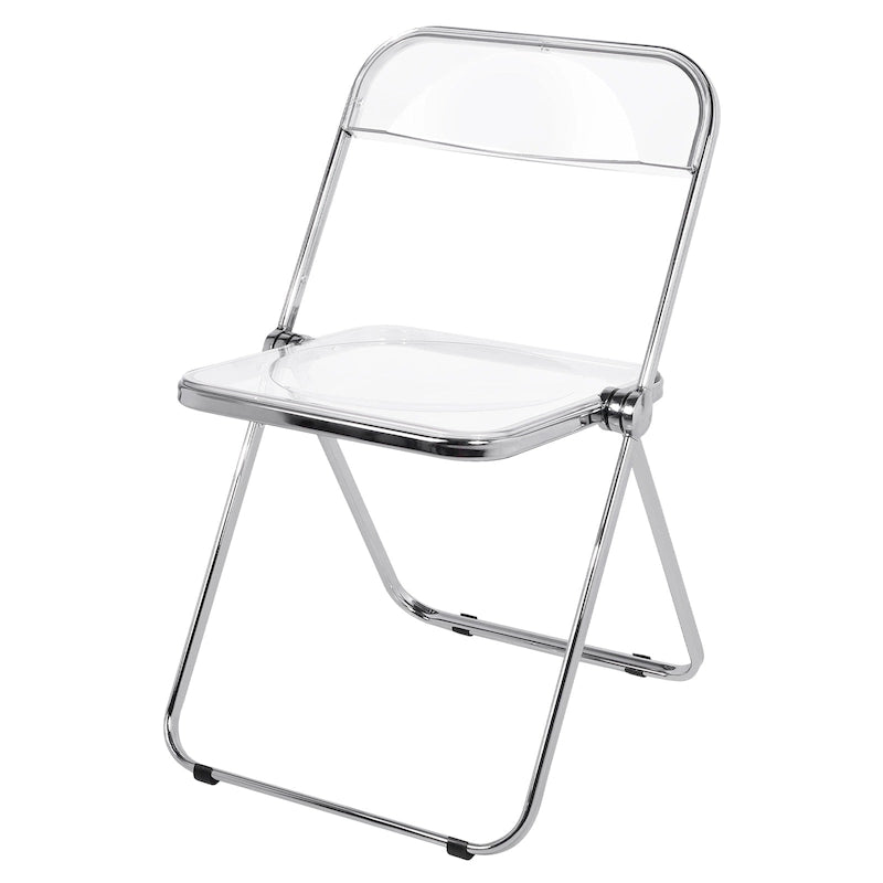 Chaise de salle à manger pliante et empilable en acrylique transparent avec cadre en métal, individuelle - 73,9 (H) x 46 (L) x 47 (P) cm
