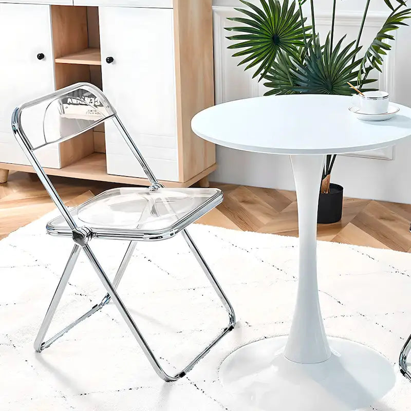 Chaise de salle à manger pliante et empilable en acrylique transparent avec cadre en métal, individuelle - 73,9 (H) x 46 (L) x 47 (P) cm