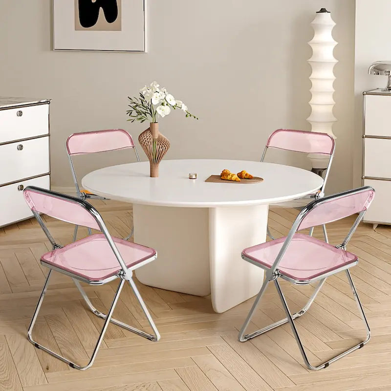 Chaise de salle à manger pliante et empilable en acrylique transparent avec cadre en métal, individuelle - 73,9 (H) x 46 (L) x 47 (P) cm