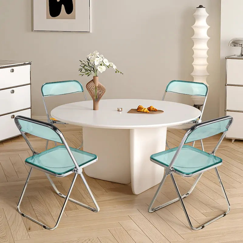 Chaise de salle à manger pliante et empilable en acrylique transparent avec cadre en métal, individuelle - 73,9 (H) x 46 (L) x 47 (P) cm