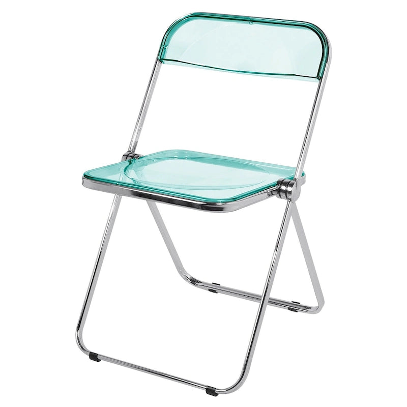 Chaise de salle à manger pliante et empilable en acrylique transparent avec cadre en métal, individuelle - 73,9 (H) x 46 (L) x 47 (P) cm