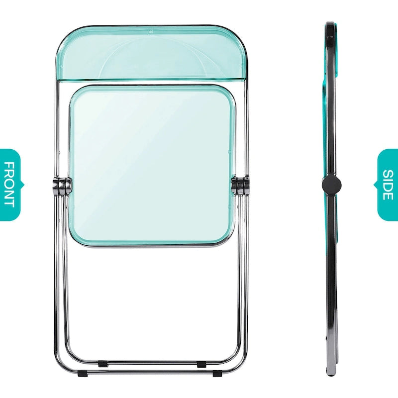 Chaise de salle à manger pliante et empilable en acrylique transparent avec cadre en métal, individuelle - 73,9 (H) x 46 (L) x 47 (P) cm