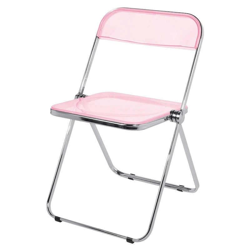 Chaise de salle à manger pliante et empilable en acrylique transparent avec cadre en métal, individuelle - 73,9 (H) x 46 (L) x 47 (P) cm