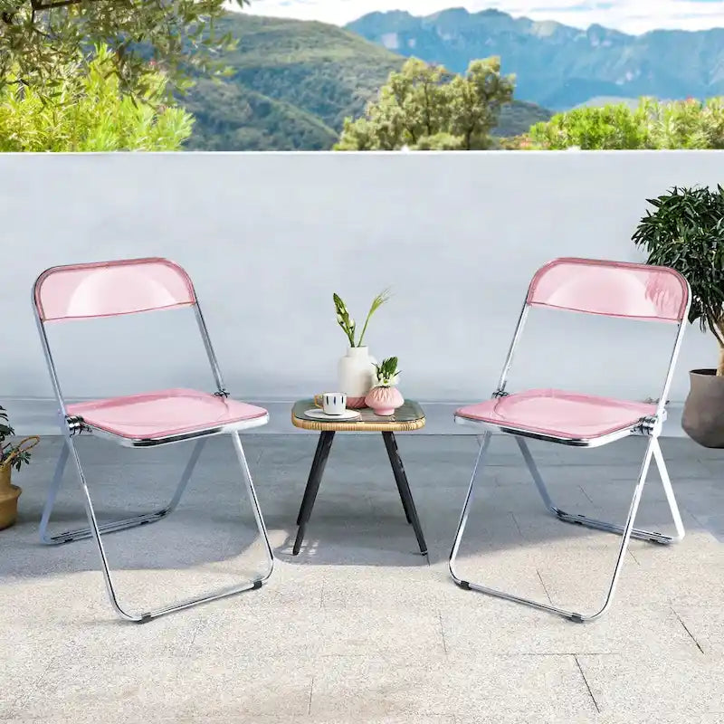 Chaise de salle à manger pliante et empilable en acrylique transparent avec cadre en métal, individuelle - 73,9 (H) x 46 (L) x 47 (P) cm
