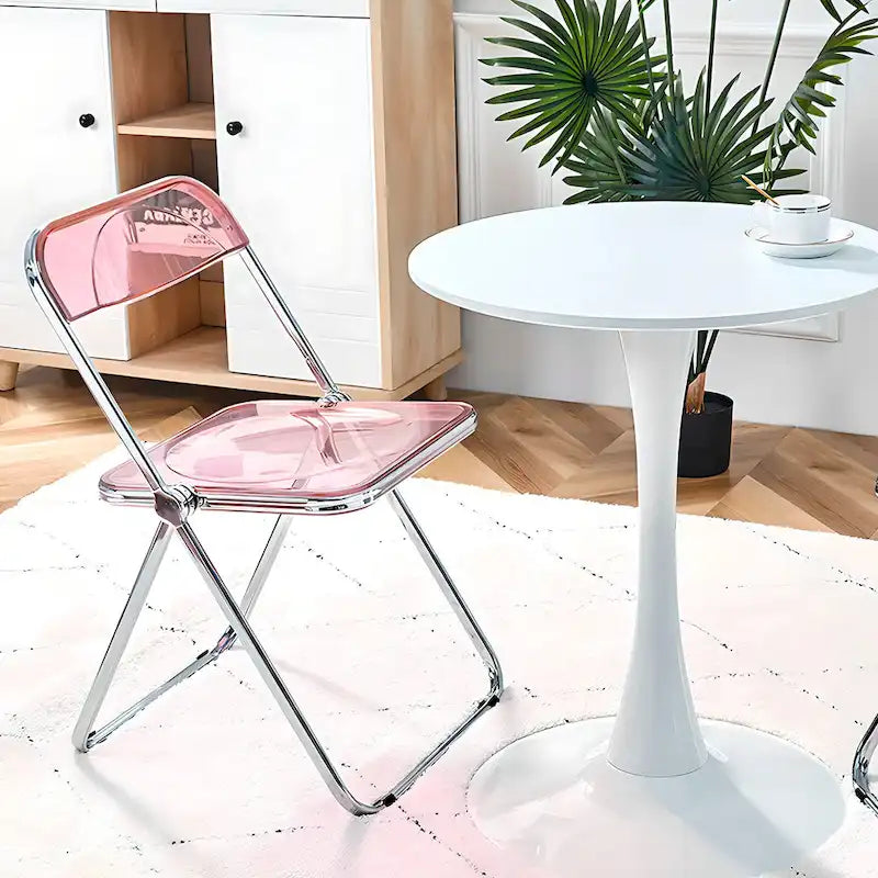 Chaise de salle à manger pliante et empilable en acrylique transparent avec cadre en métal, individuelle - 73,9 (H) x 46 (L) x 47 (P) cm