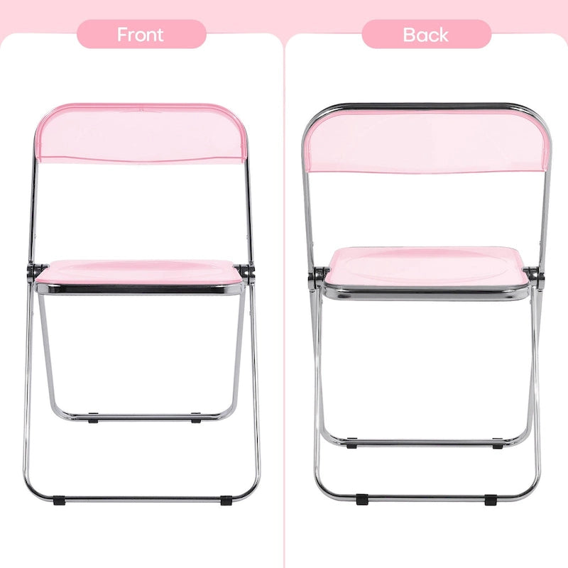 Chaise de salle à manger pliante et empilable en acrylique transparent avec cadre en métal, individuelle - 73,9 (H) x 46 (L) x 47 (P) cm