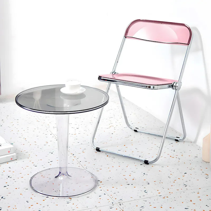 Chaise de salle à manger pliante et empilable en acrylique transparent avec cadre en métal, individuelle - 73,9 (H) x 46 (L) x 47 (P) cm