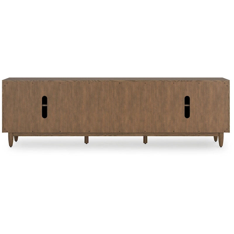 Meuble TV, 2 tiroirs, 2 étagères, bois marron foncé, 85 pouces