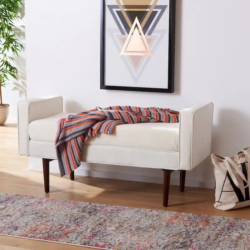 Banc Mid-Century Modern de 25 pouces - 49 L x 18 P x 25 H - 49Lx18Px25H