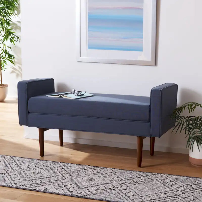 Banc Mid-Century Modern de 25 pouces - 49 L x 18 P x 25 H - 49Lx18Px25H