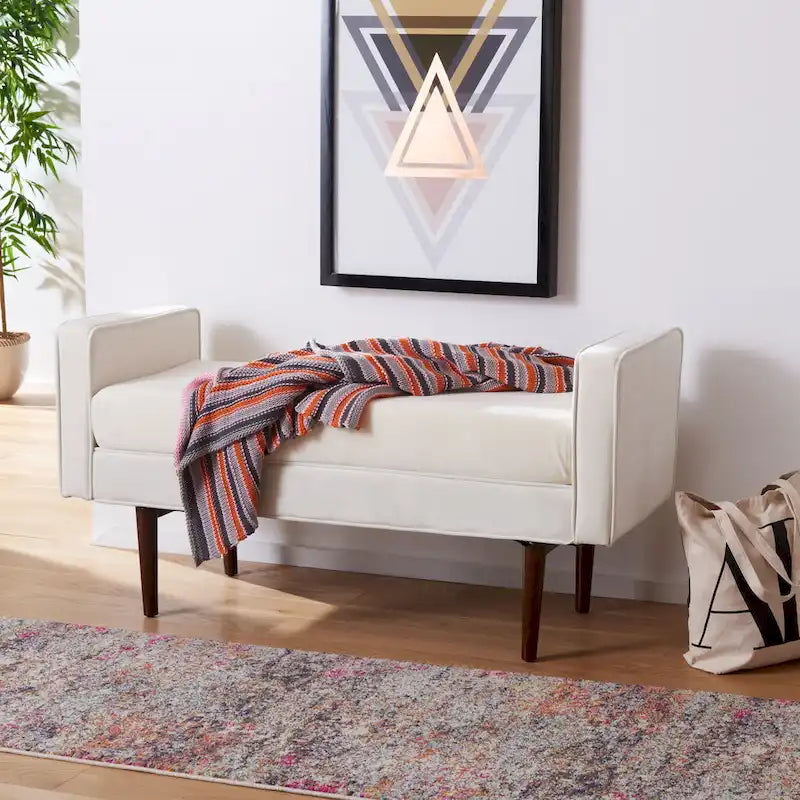 Banc Mid-Century Modern de 25 pouces - 49 L x 18 P x 25 H - 49Lx18Px25H