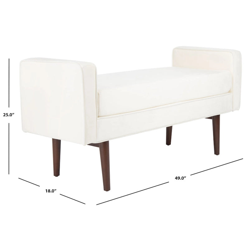 Banc Mid-Century Modern de 25 pouces - 49 L x 18 P x 25 H - 49Lx18Px25H