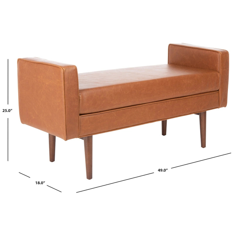Banc Mid-Century Modern de 25 pouces - 49 L x 18 P x 25 H - 49Lx18Px25H