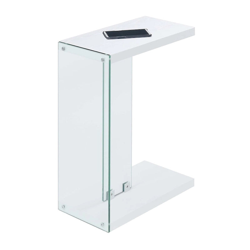 Table d'appoint en verre en forme de C