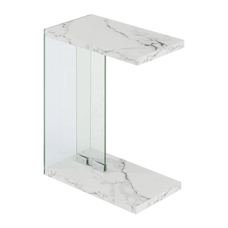 Table d'appoint en verre en forme de C