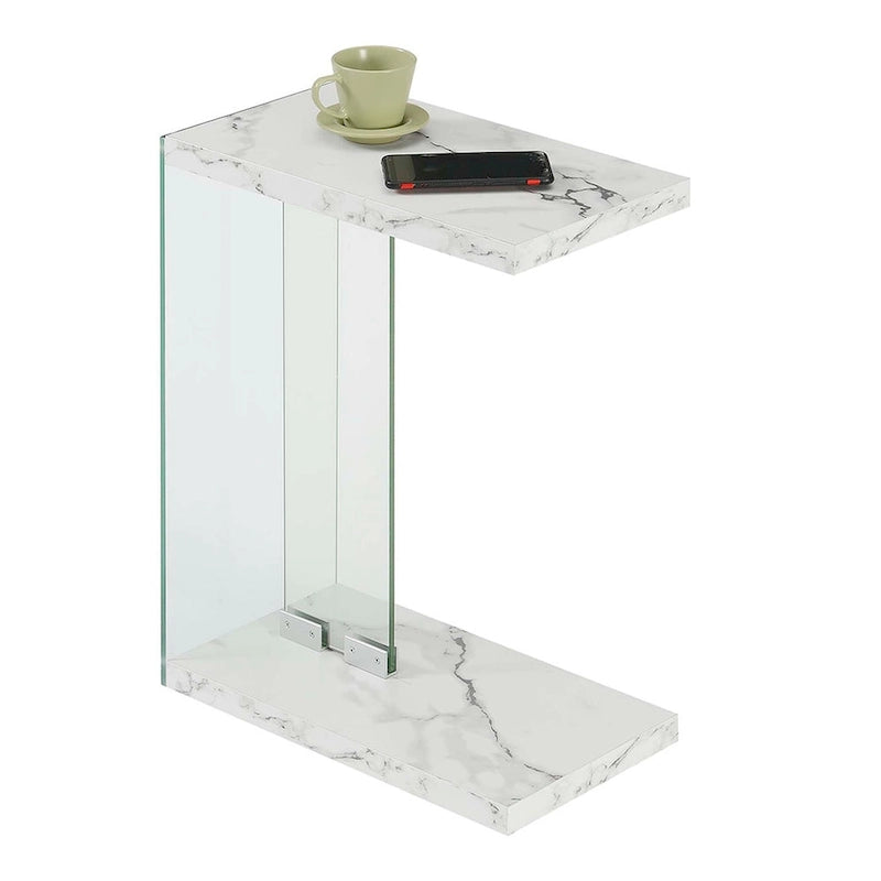 Table d'appoint en verre en forme de C