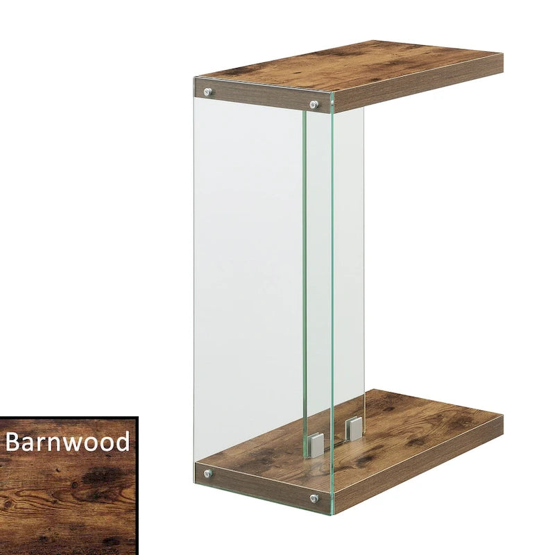 Table d'appoint en verre en forme de C