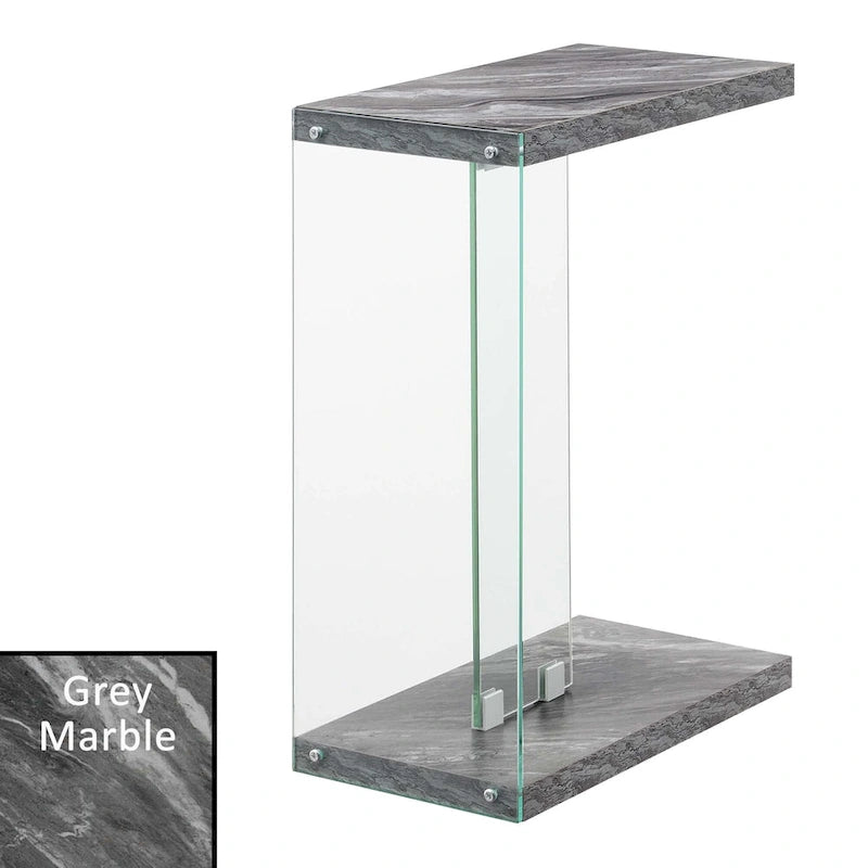 Table d'appoint en verre en forme de C