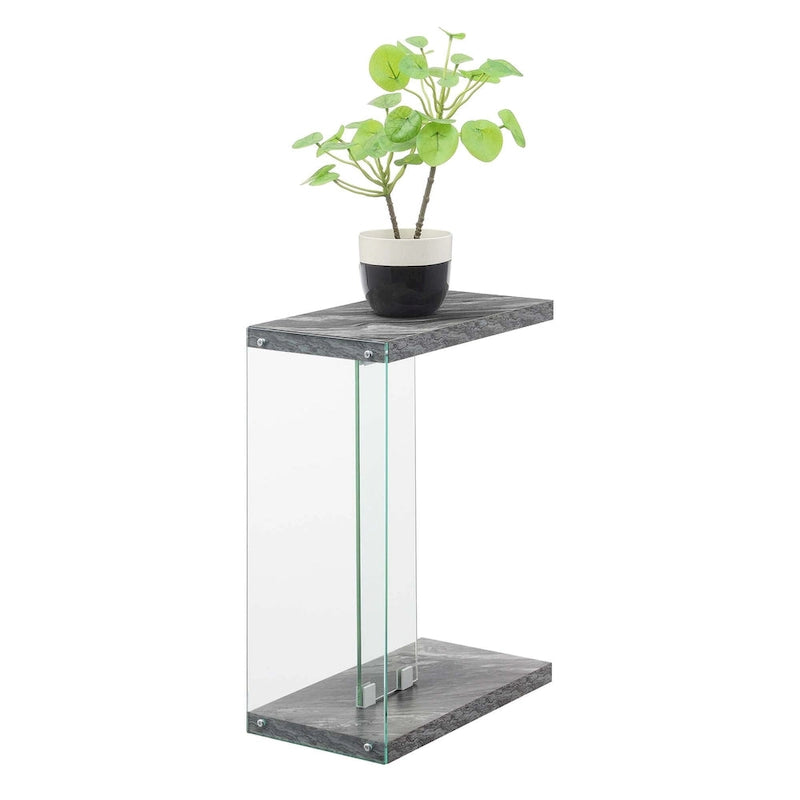 Table d'appoint en verre en forme de C