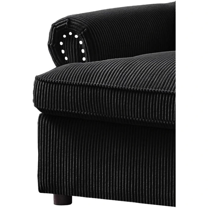 Canapé-lit en velours côtelé de 193 cm avec accoudoirs ronds et matelas grand format gigogne