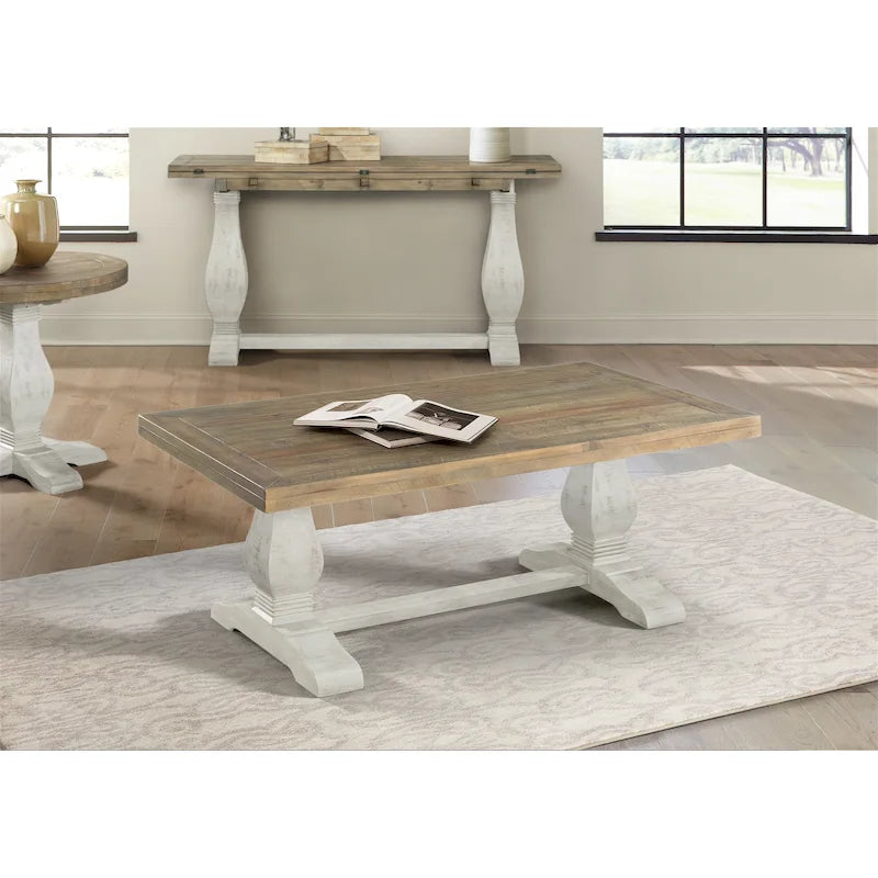 Table basse sur pied en bois massif de 50 cm
