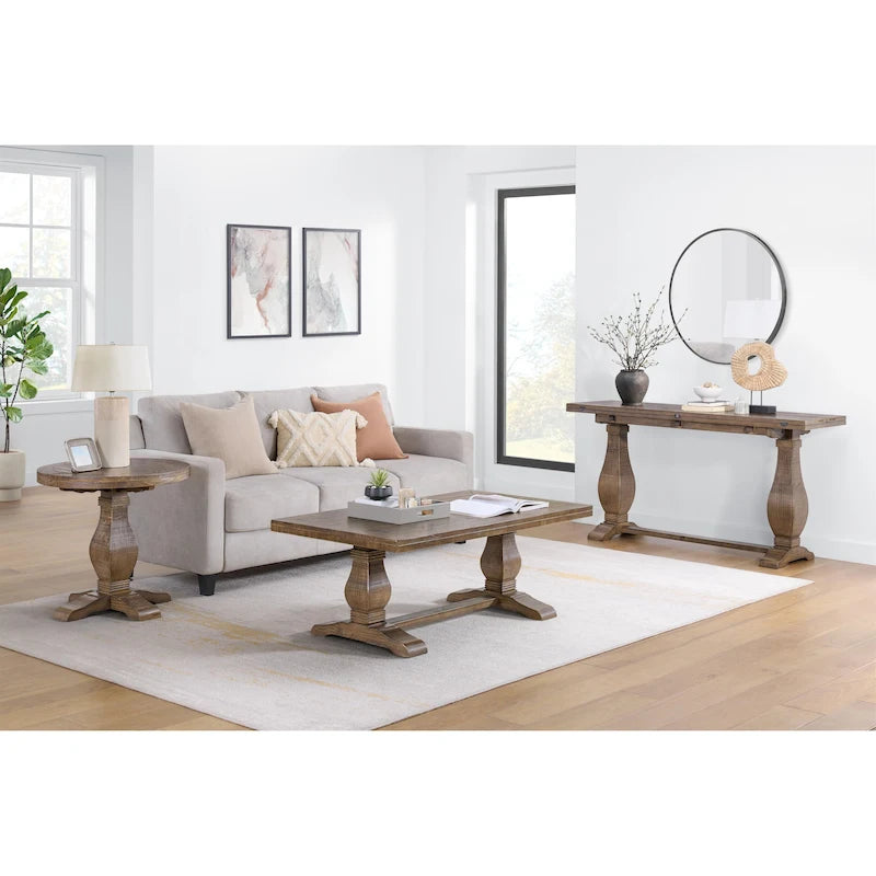 Table basse sur pied en bois massif de 50 cm