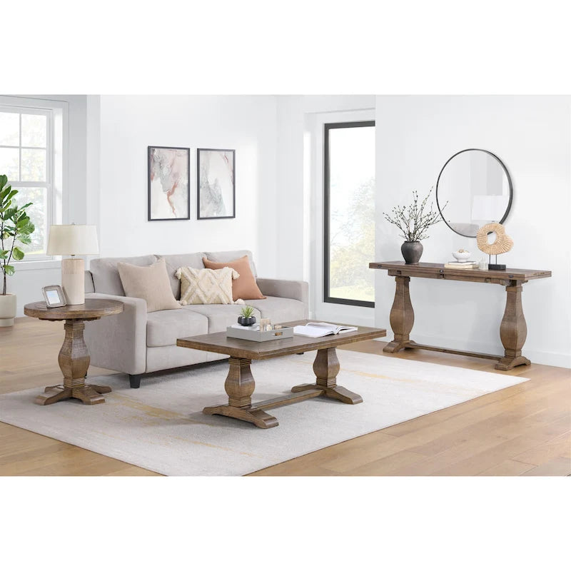 Table basse sur pied en bois massif de 50 cm