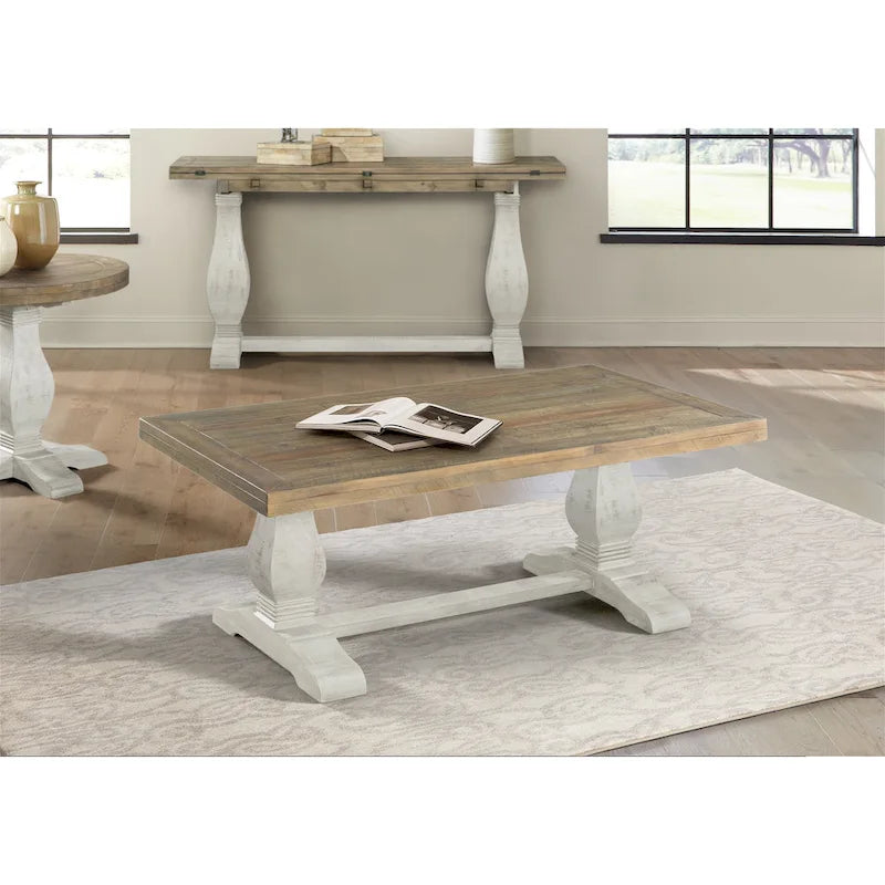 Table basse sur pied en bois massif de 50 cm