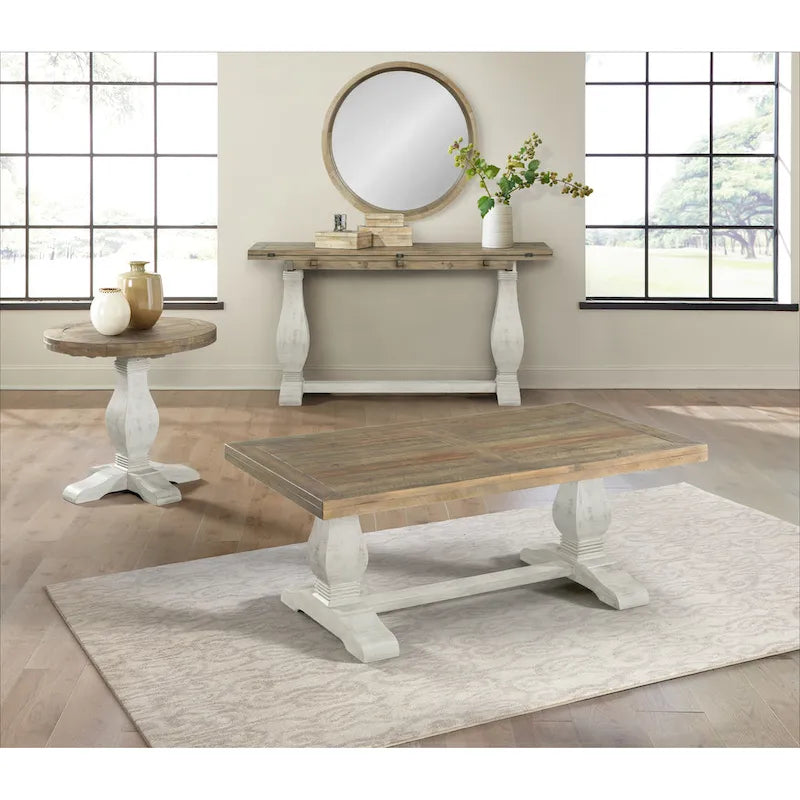 Table basse sur pied en bois massif de 50 cm
