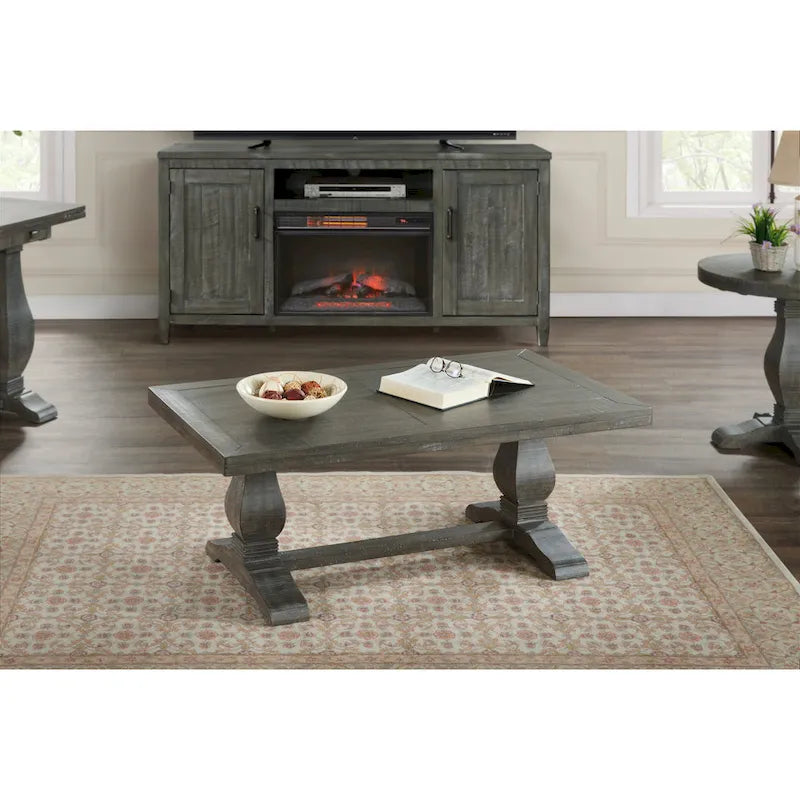 Table basse sur pied en bois massif de 50 cm