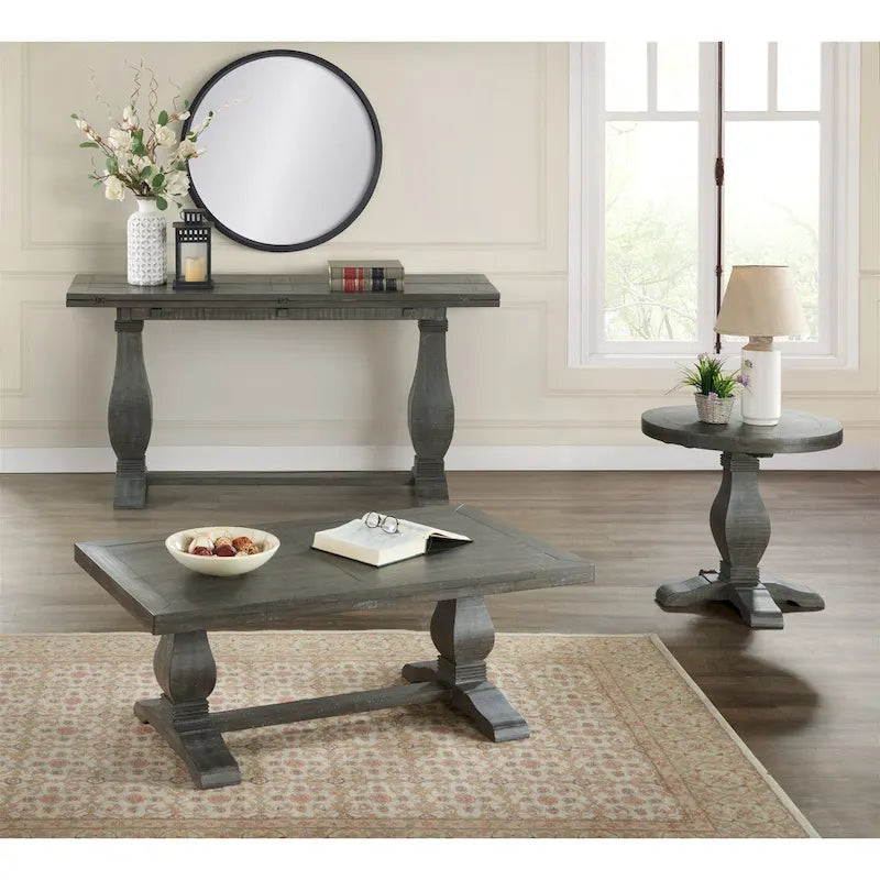 Table basse sur pied en bois massif de 50 cm