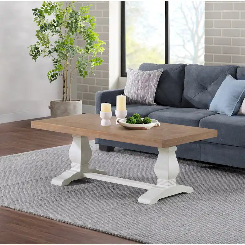 Table basse sur pied en bois massif de 50 cm