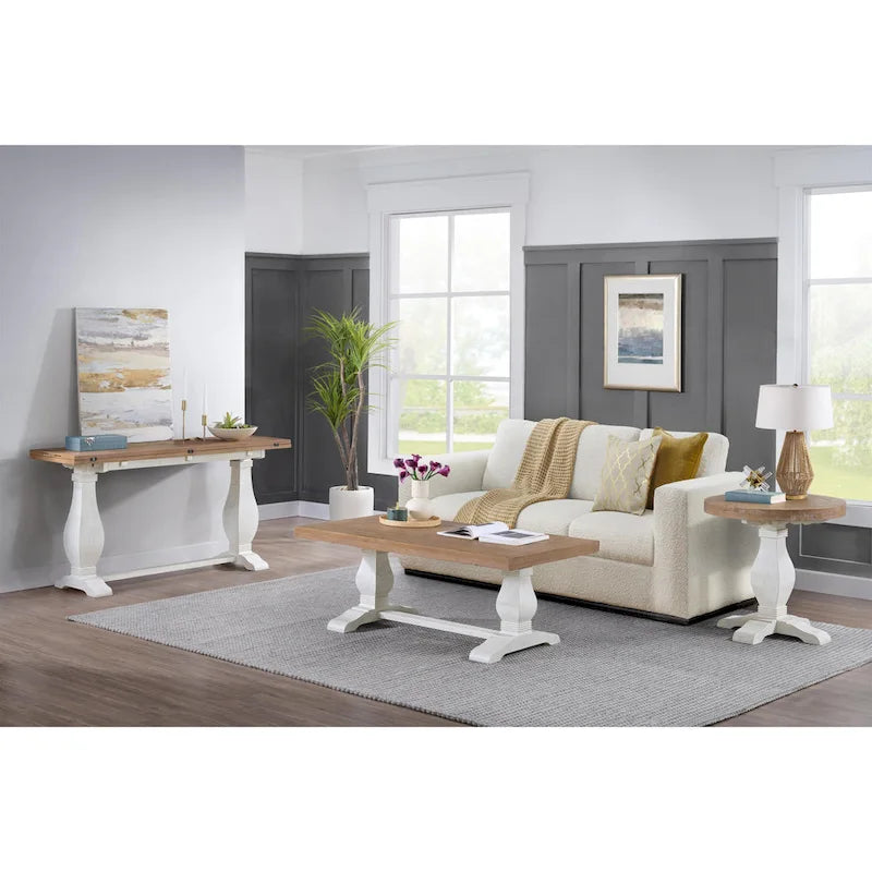 Table basse sur pied en bois massif de 50 cm