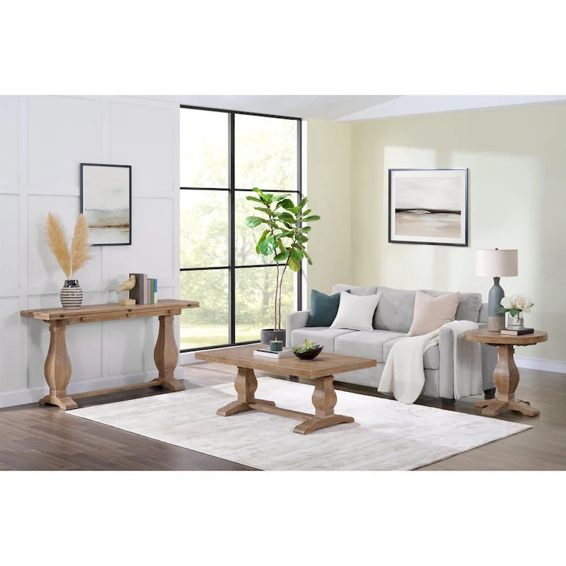 Table basse sur pied en bois massif de 50 cm