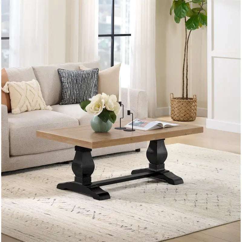 Table basse sur pied en bois massif de 50 cm