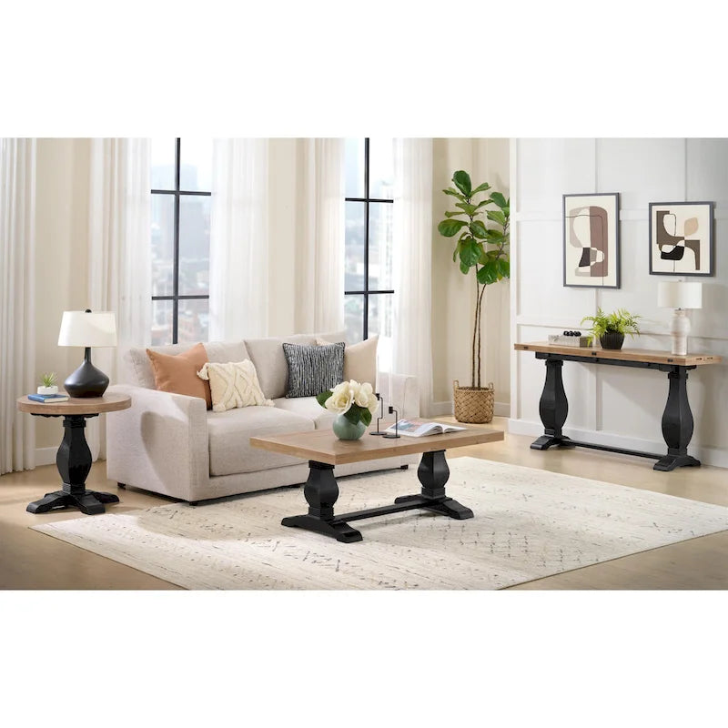 Table basse sur pied en bois massif de 50 cm